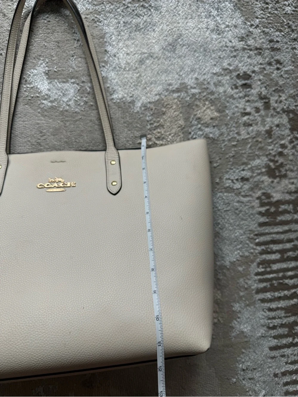 Coach City Cream Pebbled Leather Tote in Chalk
